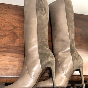 Suede/Leather Knee-High Coach Leather Boots
